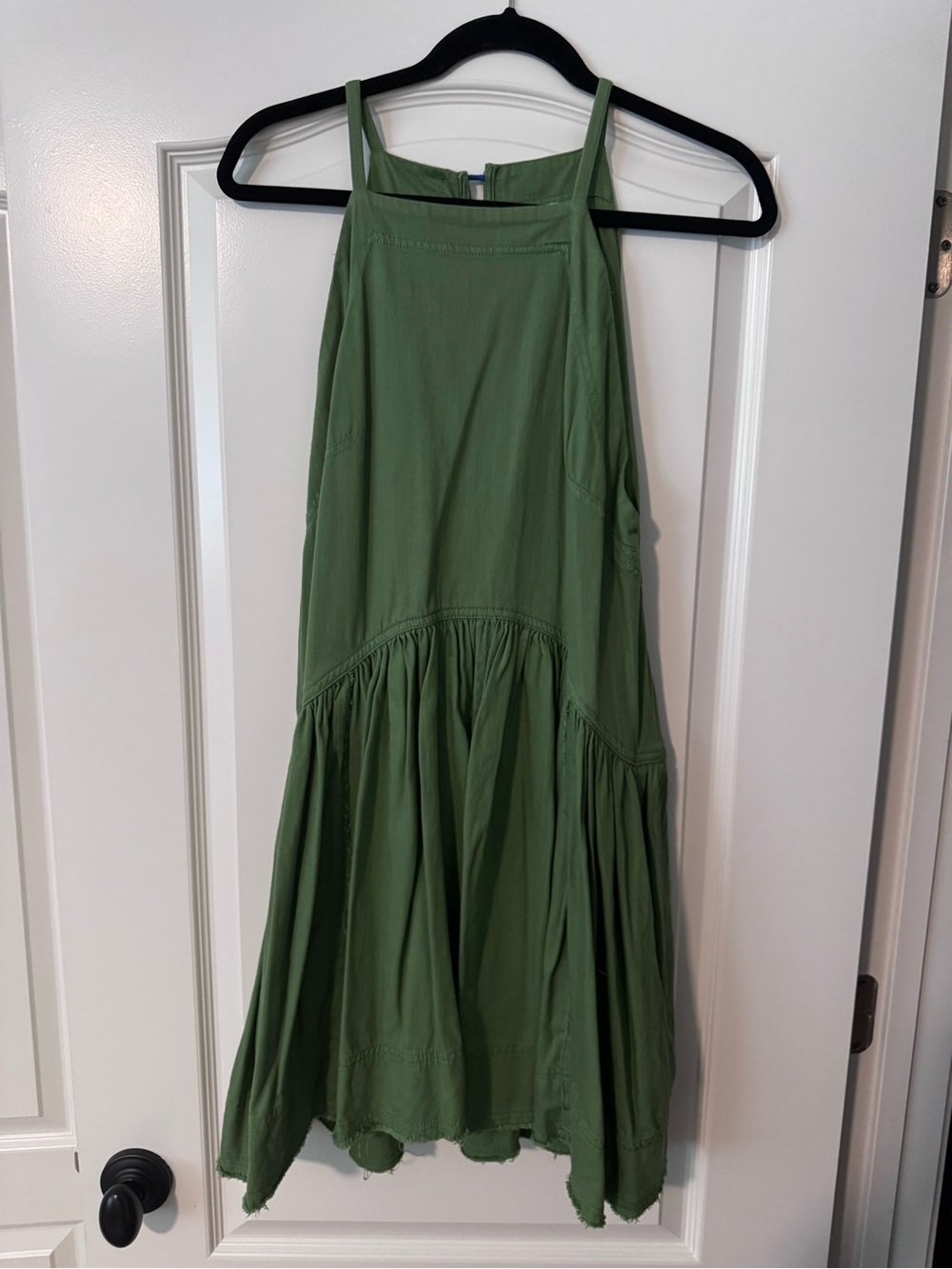 Pilcro Olive Green High-Low Tiered Skirt